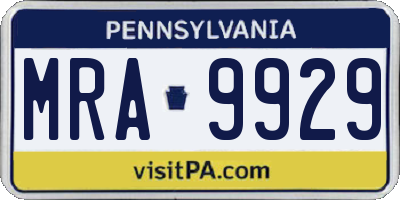 PA license plate MRA9929