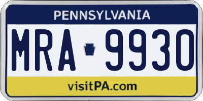 PA license plate MRA9930