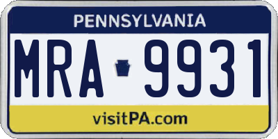 PA license plate MRA9931