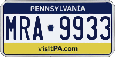 PA license plate MRA9933