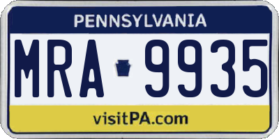 PA license plate MRA9935
