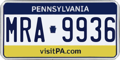 PA license plate MRA9936