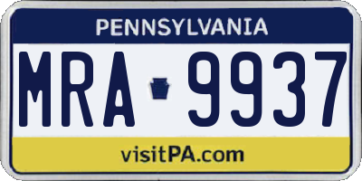 PA license plate MRA9937