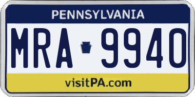 PA license plate MRA9940