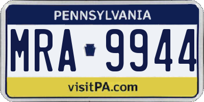 PA license plate MRA9944