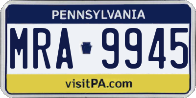 PA license plate MRA9945