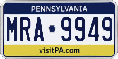 PA license plate MRA9949