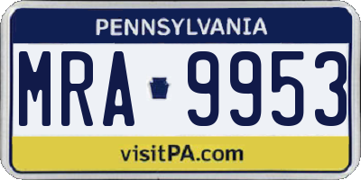 PA license plate MRA9953