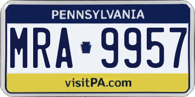 PA license plate MRA9957