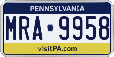 PA license plate MRA9958