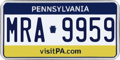 PA license plate MRA9959