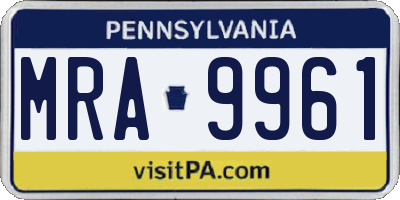 PA license plate MRA9961