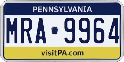 PA license plate MRA9964