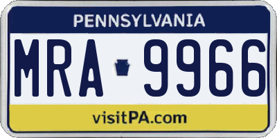 PA license plate MRA9966