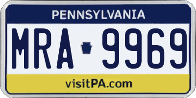 PA license plate MRA9969