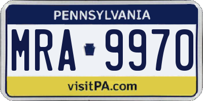 PA license plate MRA9970