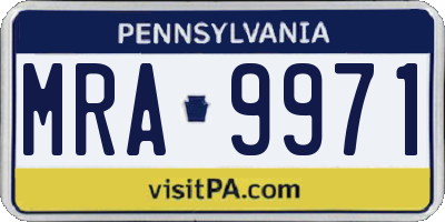 PA license plate MRA9971