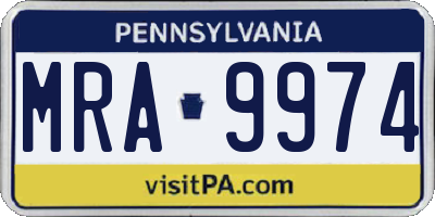 PA license plate MRA9974