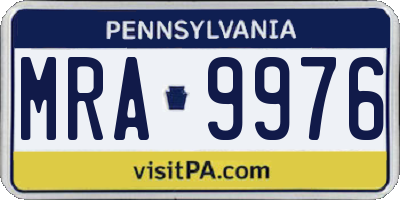 PA license plate MRA9976