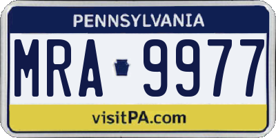 PA license plate MRA9977