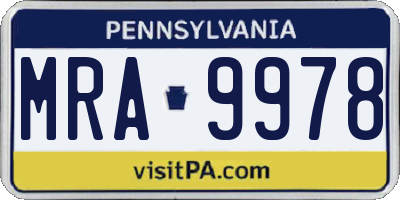 PA license plate MRA9978
