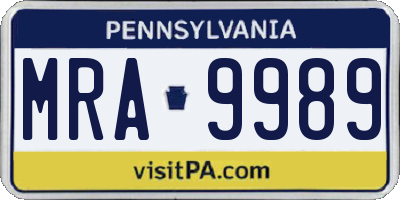 PA license plate MRA9989