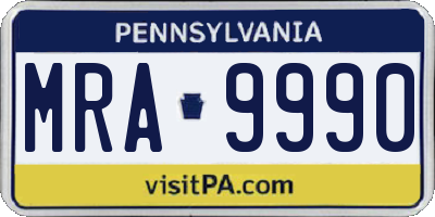PA license plate MRA9990