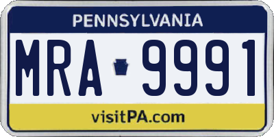 PA license plate MRA9991