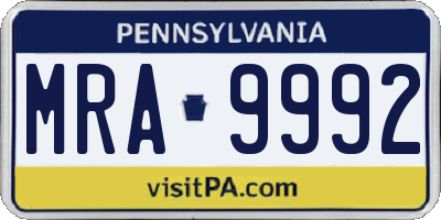 PA license plate MRA9992