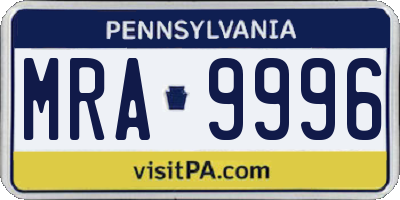PA license plate MRA9996