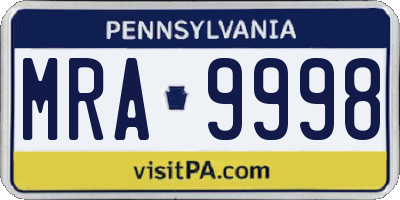 PA license plate MRA9998
