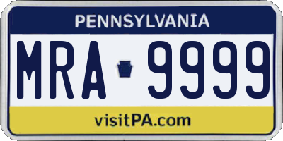 PA license plate MRA9999