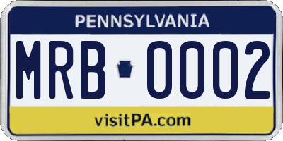 PA license plate MRB0002