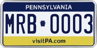 PA license plate MRB0003