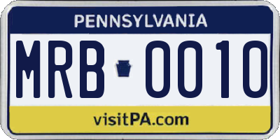PA license plate MRB0010