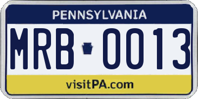 PA license plate MRB0013