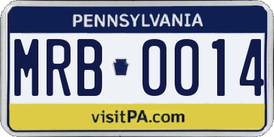 PA license plate MRB0014