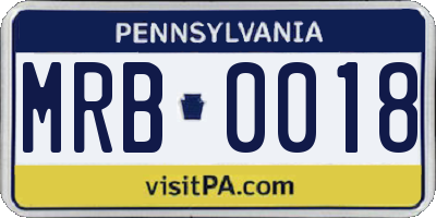 PA license plate MRB0018
