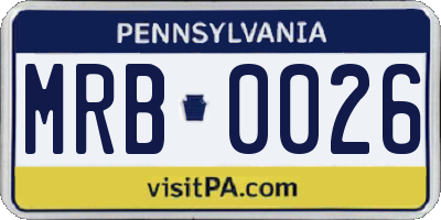 PA license plate MRB0026