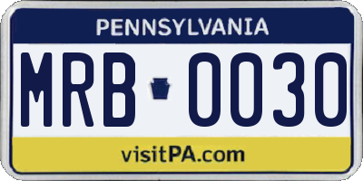 PA license plate MRB0030