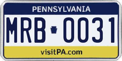 PA license plate MRB0031