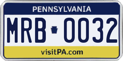 PA license plate MRB0032