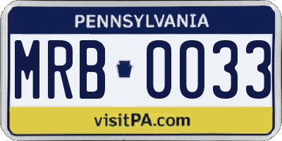 PA license plate MRB0033