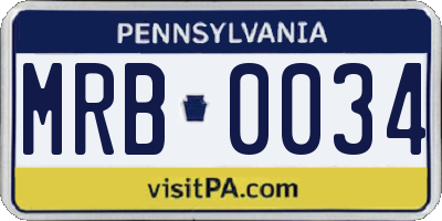 PA license plate MRB0034