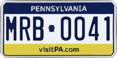 PA license plate MRB0041