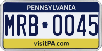 PA license plate MRB0045