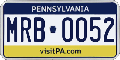 PA license plate MRB0052