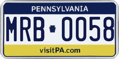 PA license plate MRB0058