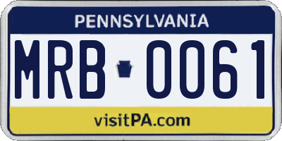 PA license plate MRB0061