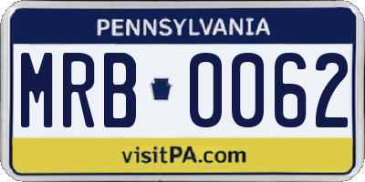 PA license plate MRB0062